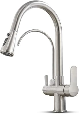 Menat robinet de cuisine à filtre avec robinet d'eau potable 3 voies extractible