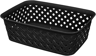 Panier de rangement en plastique aspect rotin coopman, taille 20 x 15 x