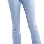 Jean large pour femme, jean cloche taille haute, jean skinny déchiré - bleu