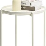 Table d'appoint ronde en métal mixdi, petite table d'appoint d'extérieur, table basse ronde