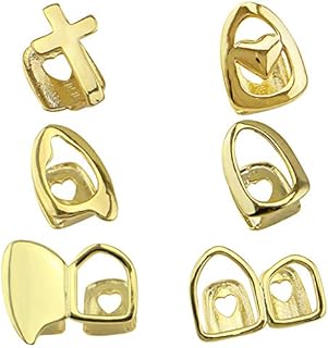 Oc 6 pièces plaqué or 18k dents bouche supérieure dents capuchon de gril