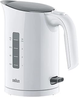 Bouilloire électrique braun purease 1l, 2200 w, protection 3 voies, système d'ébullition rapide