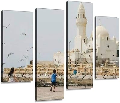 Vue aérienne de djeddah, arabie saoudite, pendant la nuit, impression sur toile murale