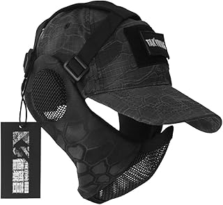 Masque tactique en maille pliable nob avec protection auditive airball, casquette de baseball