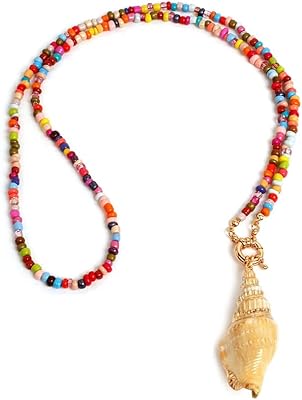 Collier avec pendentif en coquillage naturel, coquille de pétoncle, conque, style bohème, pendentif