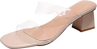 Sandales d'été pour femmes 2023, sandales décontractées à talons épais, sangle transparente, talon