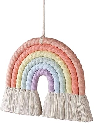 Tenture murale en macramé arc-en-ciel pour chambre à coucher, chambre d'enfant, chambre
