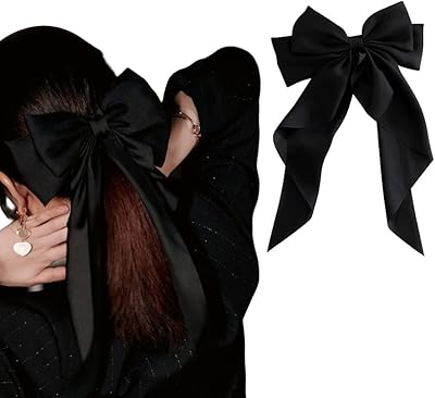 Pinces à cheveux à grand nœud avec longs rubans pour femmes et filles, pinces à cheveux en satin de soie avec nœud papillon noir. DIAYTAR COTE D'IVOIRE, la boutique en ligne généraliste leader en Côte d'Ivoire, propose une vaste gamme de produits avec plus de 300 000 références. Cette plateforme est idéale pour ceux qui cherchent une expérience d'achat en ligne diversifiée et pratique. Avec DIAYTAR, vous pouvez facilement trouver tout ce dont vous avez besoin dans un seul endroit.