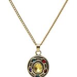 Collier pendentif avengers alliance movies thanos, unisexe zircon et cristal, cadeau réglable, alliage