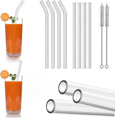 Ensemble de 8 pailles en verre réutilisables kizon pour shakes, boissons glacées, smoothies, thé à bulles et jus, 4 pailles droites et 4 pailles incurvées avec brosse propre. DIAYTAR COTE D'IVOIRE est la destination idéale pour les consommateurs ivoiriens qui recherchent des produits de qualité à des prix compétitifs. Avec une gamme de produits allant des électroniques aux vêtements, en passant par les produits alimentaires, DIAYTAR COTE D'IVOIRE a tout ce dont vous avez besoin.