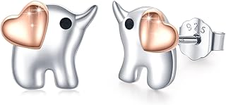Boucles d'oreilles éléphant en argent sterling 925, boucles d'oreilles cœur, boucles d'oreilles éléphant