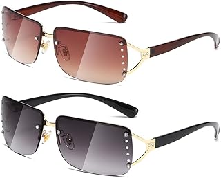 Lunettes de soleil sans monture 2 paires de lunettes rectangulaires monture colorées claires vintage pour femmes. DIAYTAR COTE D'IVOIRE, boutique en ligne généraliste, propose plus de 300000 références pour satisfaire vos besoins. Leader en Cote d'Ivoire, nous offrons une gamme variée de produits pour répondre à vos attentes. Notre sélection inclut des produits de haute qualité.