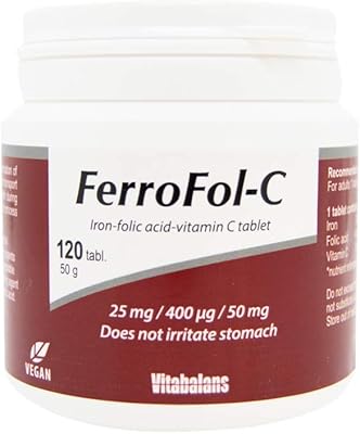 Vitabalance ferrofol-c fer, acide folique et vitamine c, supplément complet pour la formation