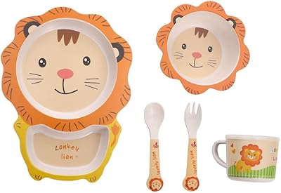 Ensemble de couverts pour enfants 5 pièces assiettes assiette bol tasse cuillère