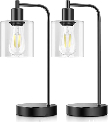 Lot de 2 lampes de table industrielles à commande tactile, lampes de lecture de chevet à intensité variable à 3 voies avec abat-jour en verre pour chambre à coucher et bureau, ampoules led lumière du jour incluses. La boutique en ligne généraliste DIAYTAR COTE D'IVOIRE propose une large gamme de produits avec plus de 300 000 références, répondant ainsi aux besoins de tous les consommateurs en Cote d'Ivoire.