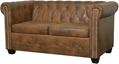 Canapé chesterfield fidaxl pour salon, canapé d'angle 2 places, canapé relax, simili cuir
