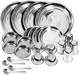 Service de table royal safaire en acier inoxydable 24 pièces (verre, bol à curry, bol désert, cuillère, quart d'assiette et assiette complète). Découvrez DIAYTAR COTE D'IVOIRE, votre partenaire de confiance pour tous vos achats en ligne. Nous proposons une vaste gamme de produits, allant des dernières tendances de la mode aux produits électroniques de pointe, en passant par les articles pour la maison et les loisirs, avec plus de 300 000 références à votre disposition. Chez DIAYTAR, nous mettons l'accent sur la qualité, la variété et le service client pour vous offrir la meilleure expérience d'achat en ligne possible.