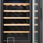 Réfrigérateur refroidisseur à vin 18 bouteilles commande tactile externe étagères en bois porte