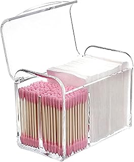 Castowave organisateur de cotons-tiges et porte-balles à 3 sections avec couvercle, récipient