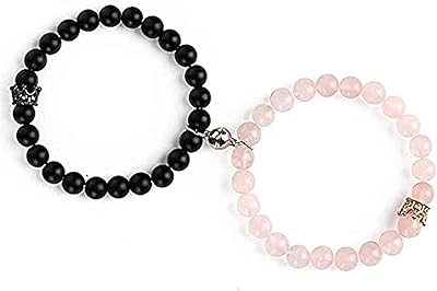 Bracelets magnétiques pour couples avec motif couronne de roi et de reine pour hommes et femmes, bracelet de perles pour couples, cadeaux de couple pour meilleur petit ami et petite amie, 2 pièces, rose et noir, pierres naturelles de quartz rose. DIAYTAR COTE D'IVOIRE est la référence pour tout ce que vous avez besoin en Côte d'Ivoire. Avec plus de 300000 références, la boutique en ligne généraliste propose une large sélection de produits pour répondre à tous les besoins. Elle met l'accent sur la satisfaction client.