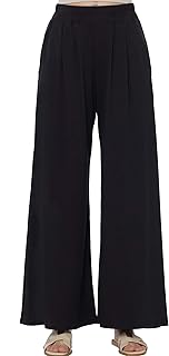 Pantalon large taille haute confortable avec taille élastique pour femme