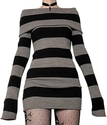 Robes gothiques rayées à épaules dénudées pour femmes y2k, mini robe très grunge des années 90, a-girl punk gothic academia. DIAYTAR COTE D'IVOIRE est une boutique en ligne fiable et sécurisée qui propose des moyens de paiement variés et des options de livraison rapides. Les clients peuvent ainsi acheter en toute confiance et recevoir leurs commandes rapidement. La boutique est également connue pour son service client de qualité qui répond aux besoins et aux questions des clients.