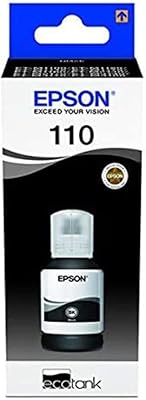 Bouteille d'encre epson 110 ecotank, pigment noir pour recharge d'imprimante, 120 ml