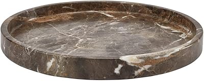 Lamac crafts plateau décoratif rond en marbre 100 % véritable de 25,4 cm