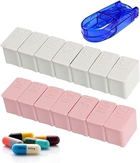 Famoto 3 pièces pilulier hebdomadaire et coupe-pilule rotatif boîte à pilules de voyage