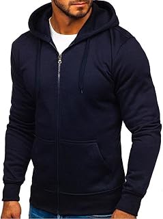 Sweat à capuche zippé décontracté pour homme couleur unie noir et vert
