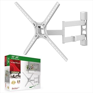 Support tv mural barkan, blanc, taille 13 à 65 pouces, écrans plats/incurvés, quatre
