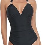 Maillot de bain une pièce tankini amincissant à col en v pour femme