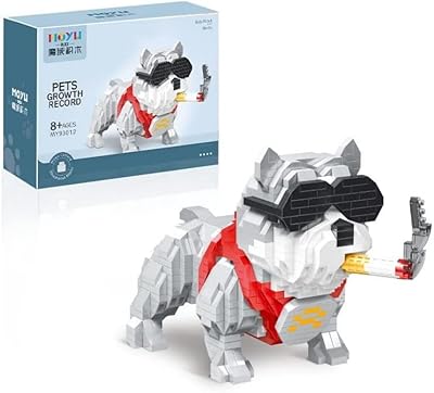 Série d'animaux mignons mini blocs de construction chat orange jouets table décoration la maison