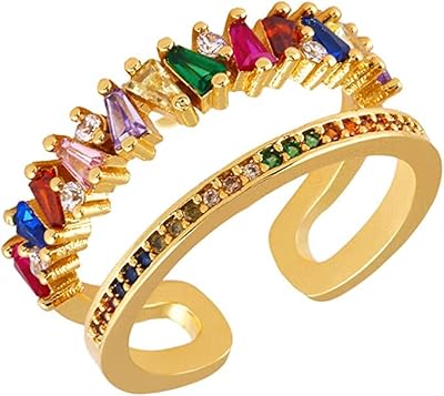 Bague réglable en pierre de zircone cubique brillante, bagues ouvertes en or, cadeaux