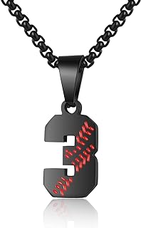 Collier numéro de baseball pour garçons 00-99 athlètes numéro de maillot pendentif chaîne