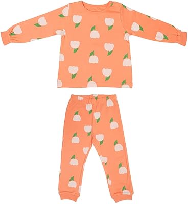 Ensemble de pyjama 2 pièces pour fille à imprimé orange mignon ecco, ensemble