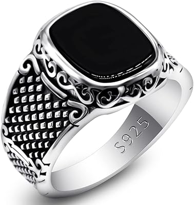 Bague pour homme en argent sterling 925 avec un design carré incrusté d'une