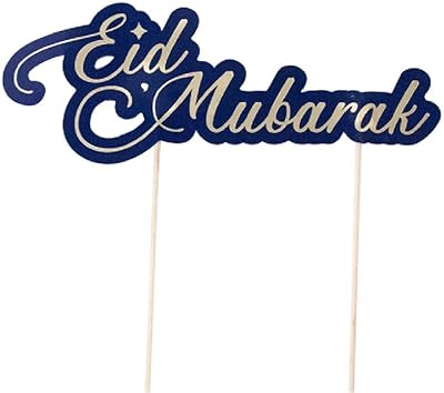 Décorations de gâteaux eid mubarak bleu et or