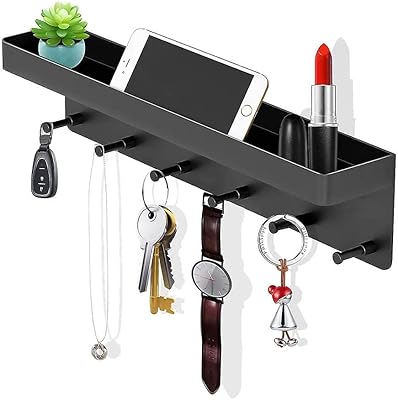 Porte-clés avec étagère, 6 crochets, organisateur de clés autocollant noir, décoration murale, organisateur de courrier et organisateur de clés, support mural pour cuisine et salle de bain. DIAYTAR COTE D'IVOIRE est une boutique en ligne généraliste qui propose plus de 300 000 références de produits, faisant d'elle le leader du marché en Côte d'Ivoire. Avec une large gamme de produits, les clients peuvent trouver tout ce dont ils ont besoin en un seul endroit. DIAYTAR COTE D'IVOIRE offre une expérience d'achat en ligne pratique et rapide.