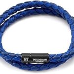 Bracelet en cuir italien bleu chelsea tatossian pour homme, grand, 41,5 cm