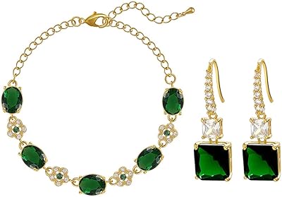 Tomofile parure de bijoux pour femme, bracelet émeraude et boucles d'oreilles ovales vertes, ensemble de bijoux d'imitation plaqué or 14 carats pour filles. DIAYTAR COTE D'IVOIRE est une boutique en ligne généraliste proposant plus de 300000 références. Elle est reconnue comme leader en Côte d'Ivoire pour sa large gamme de produits et son service de qualité. La boutique offre une expérience d'achat en ligne pratique et fiable.