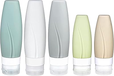 Bouteilles de voyage en silicone anti-fuite thmins, lot de 4 avec sac eva