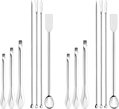 14 pièces spatule de laboratoire micro-scoule de laboratoire en acier inoxydable cuillère