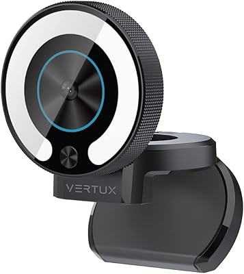 Webcam vertux 4k avec anneau lumineux [garantie 2 ans] caméra web de jeu