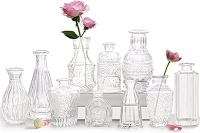 Ensemble jafest de 10 vases en verre petits à fleurs bourgeons. En tant que boutique en ligne leader en Côte d'Ivoire, DIAYTAR COTE D'IVOIRE met en avant la satisfaction de ses clients en offrant des promotions régulières et des prix défiant toute concurrence. La boutique électronique facilite les achats en ligne grâce à son processus de commande simplifié et à ses modalités de paiement variées. Elle s'engage à offrir une qualité de service exceptionnelle à sa clientèle.