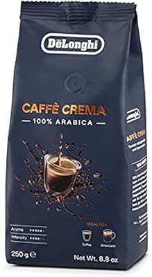 Café en grains entiers de'longhi caffè crema, 250 grammes, à base de café
