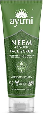 Exfoliant visage ayumi neem et arbre à thé. végétalien sans cruauté envers