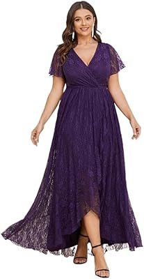 Robe d'été sexy en dentelle, col en v, manches courtes, couleur unie, ourlet irrégulier, robe de soirée pour invités de mariage (couleur : violet, taille : xl). DIAYTAR COTE D'IVOIRE est une boutique en ligne qui propose une expérience d'achat unique et personnalisée. La boutique utilise les dernières technologies pour offrir une navigation facile et une recherche de produits efficace. Elle propose également des services de paiement sécurisés et des possibilités de retour et d'échange de produits pour garantir la satisfaction de ses clients.