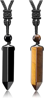 Collier de quartz en cristal d'obsidienne transparente 2 pièces, collier de pierres précieuses