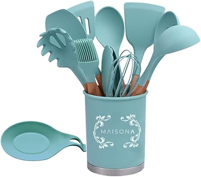 Ensemble d'ustensiles de cuisine maysuna, 13 pièces, avec manche en bois, antiadhésif non